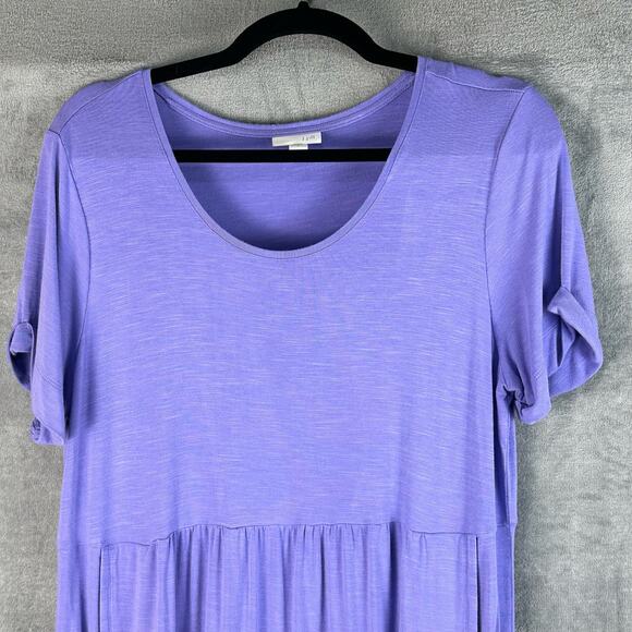 J Jill Dress Womens Med Purple Stretch Pockets Short Sleeve Beach Vacation Boho - Picture 2 of 14